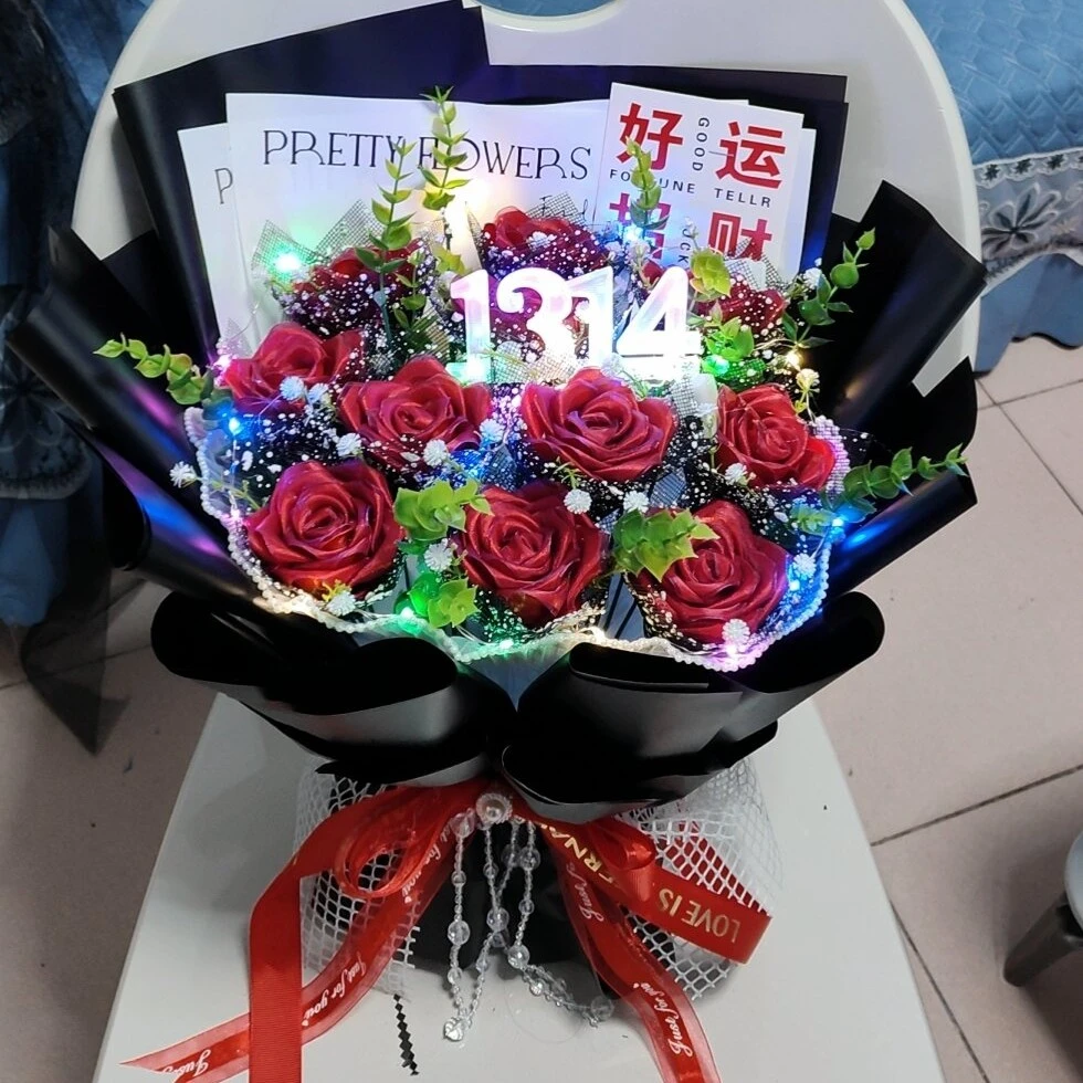 手工丝带玫瑰永生花  生日礼物 母亲节礼物 纪念日情人节浪漫礼物