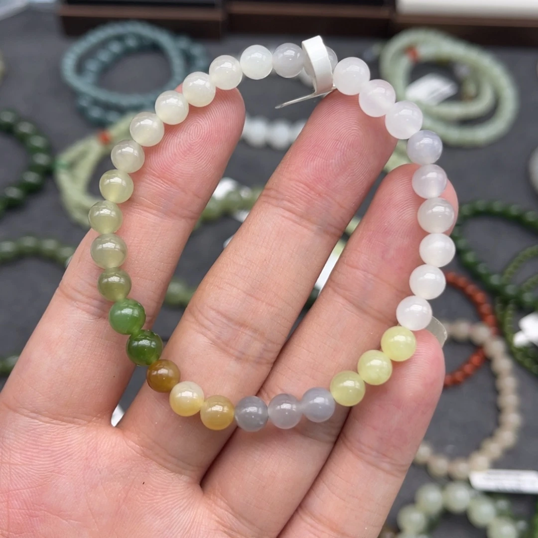 和田玉未镶嵌手串卡6多宝