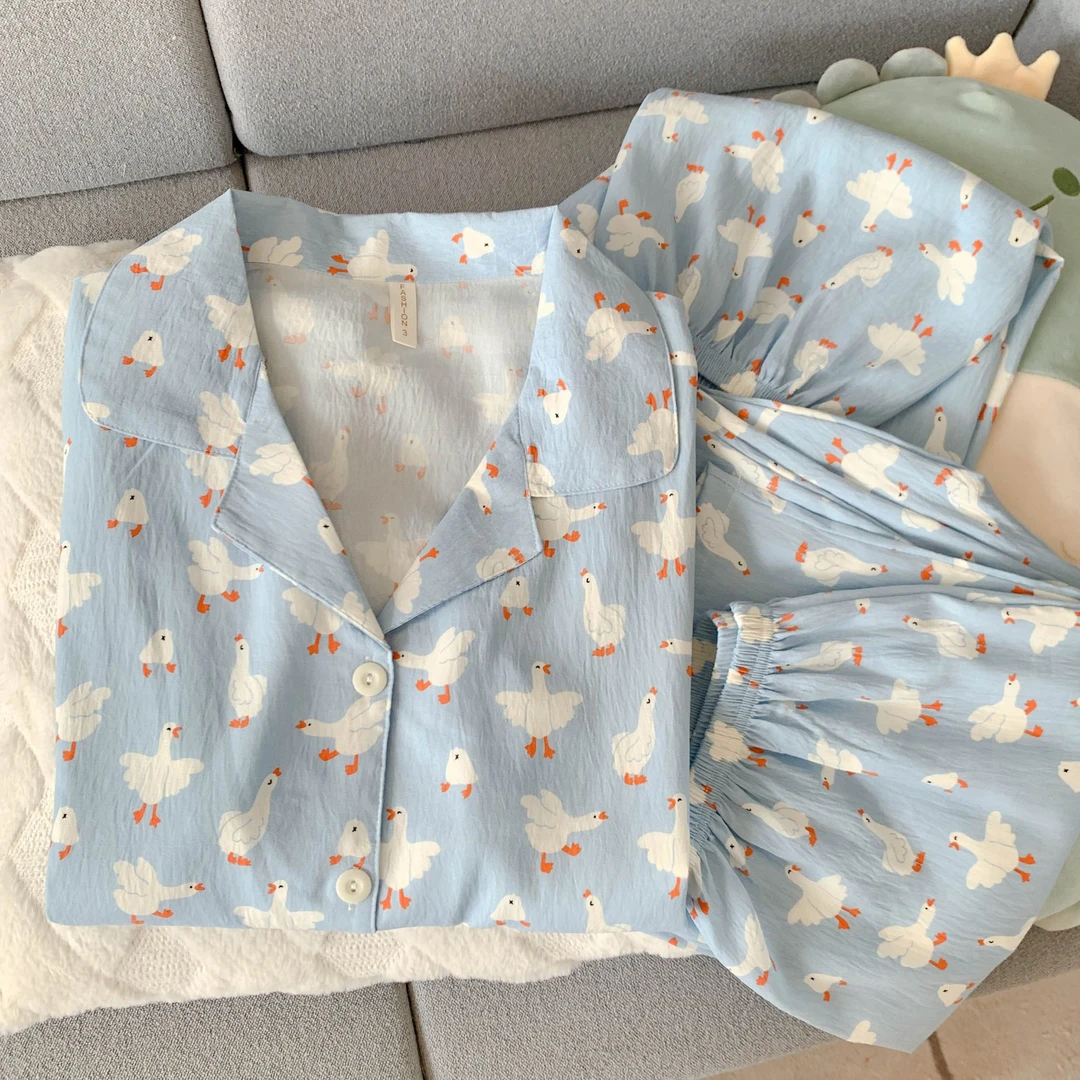 【短袖细纱绵】奶fufu睡衣女夏季短袖短裤学生可爱日系三件套家居服