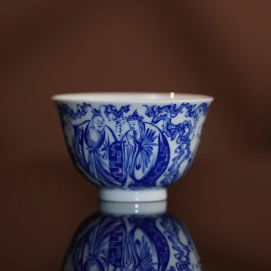 金樽珍藏丨西游记刺林吟咏撇口自用主人杯景德镇手绘高温青花瓷