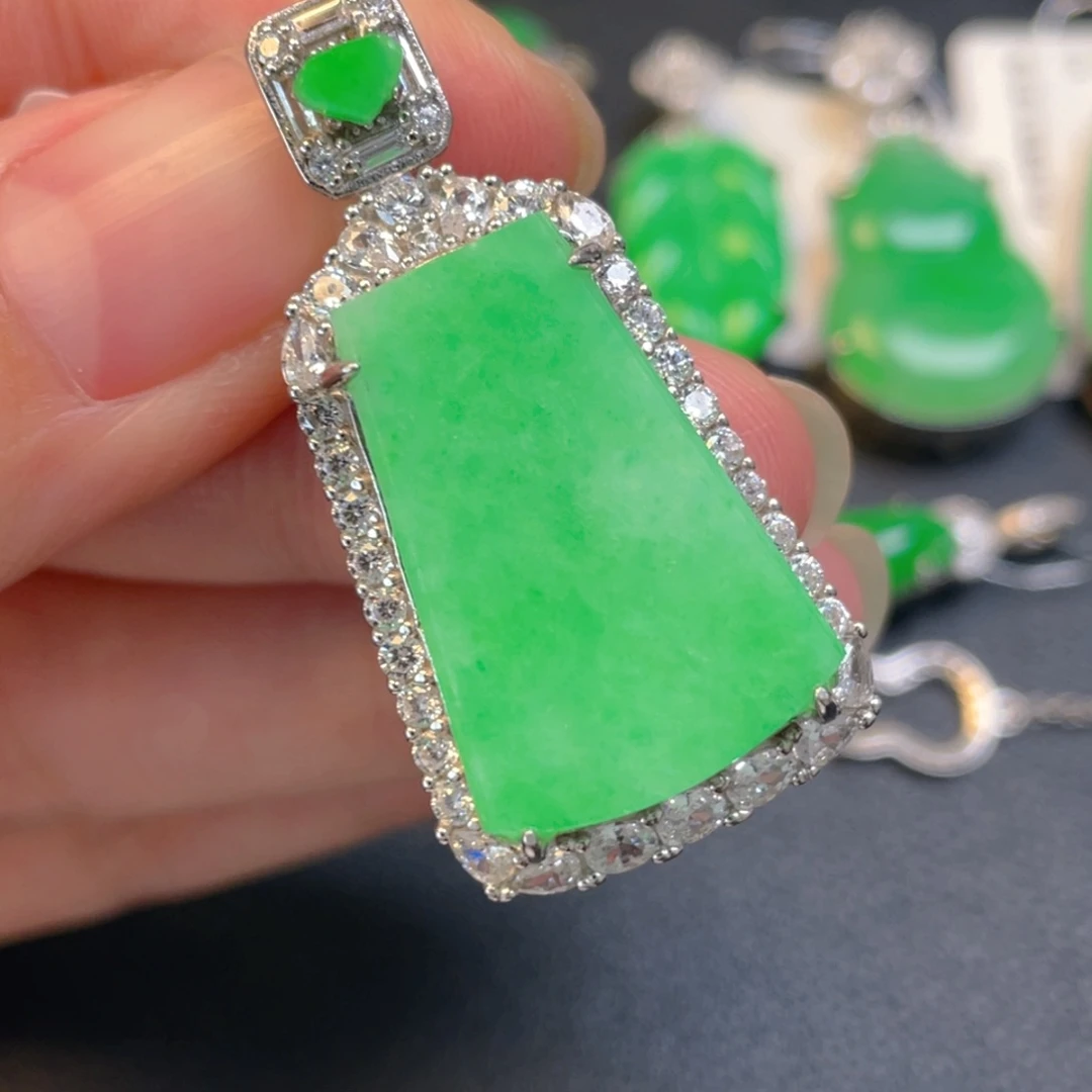 翡翠银S925镶嵌吊坠(不含链)