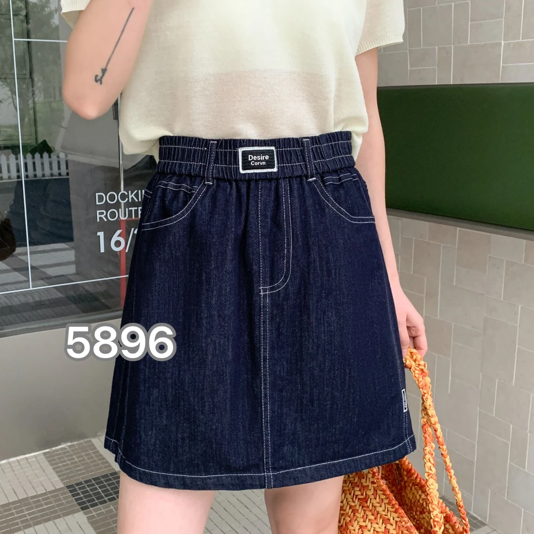 玲子家5896防掉色a版丹宁蓝裤裙时尚显瘦裙子女