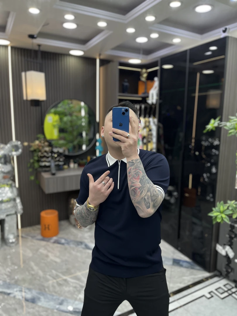 SH轻奢时尚高端男士雅痞三角标休闲Polo衫5693