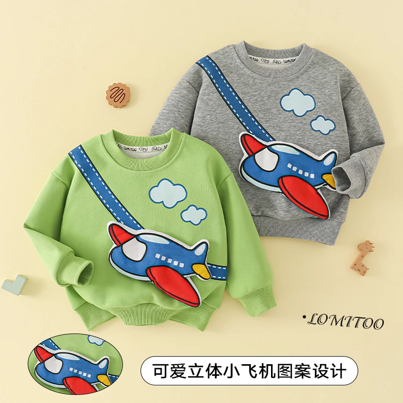 【青青专属】2025春秋款儿童轮船圆领立体休闲卫衣4W195-1