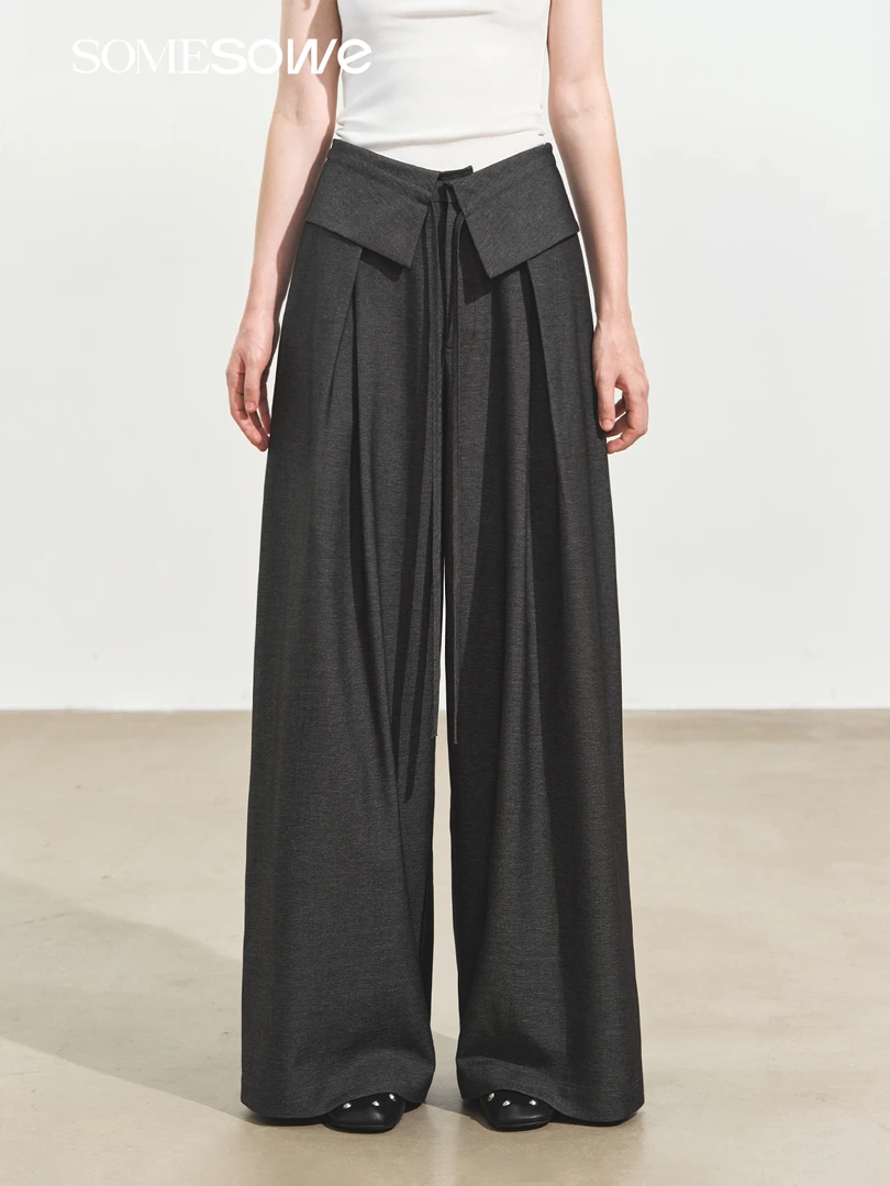 【王雪糕专属】SOMESOWE翻边腰头垂坠西裤