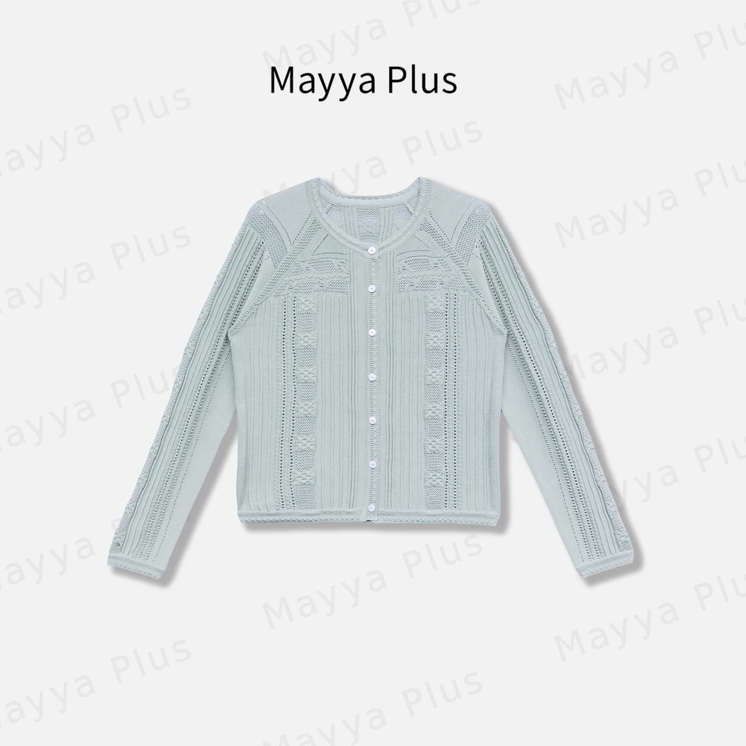 【月光诗】Mayya Plus麦芽定制轻奢气质显瘦欧若风针织开衫32526121
