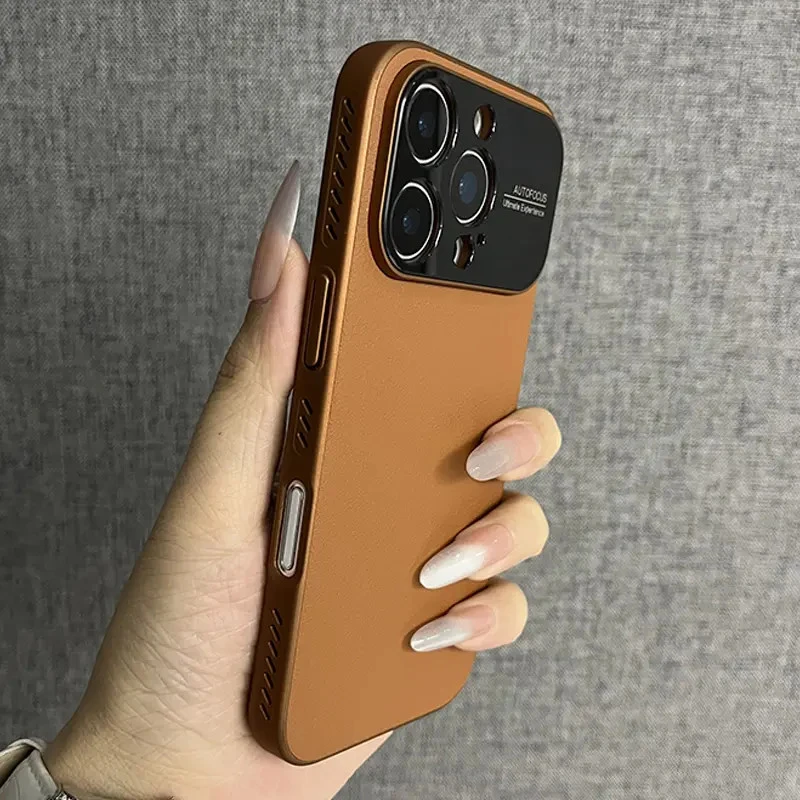 适用苹果16proMax素皮手机壳磁吸大视窗散热iphone15防摔14pm硬壳