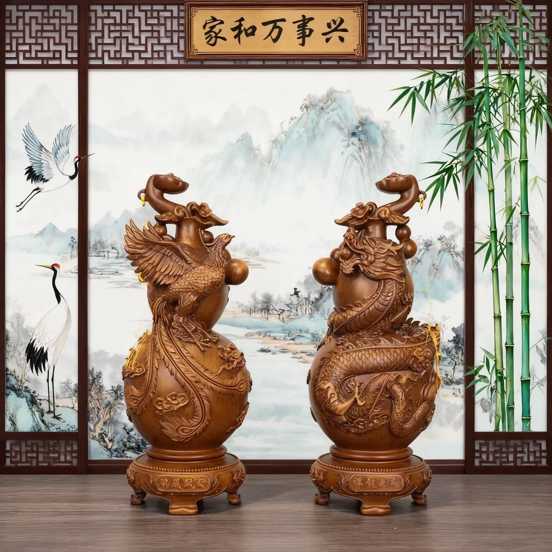【龙凤葫芦】买一送一新中式摆件FM445一对