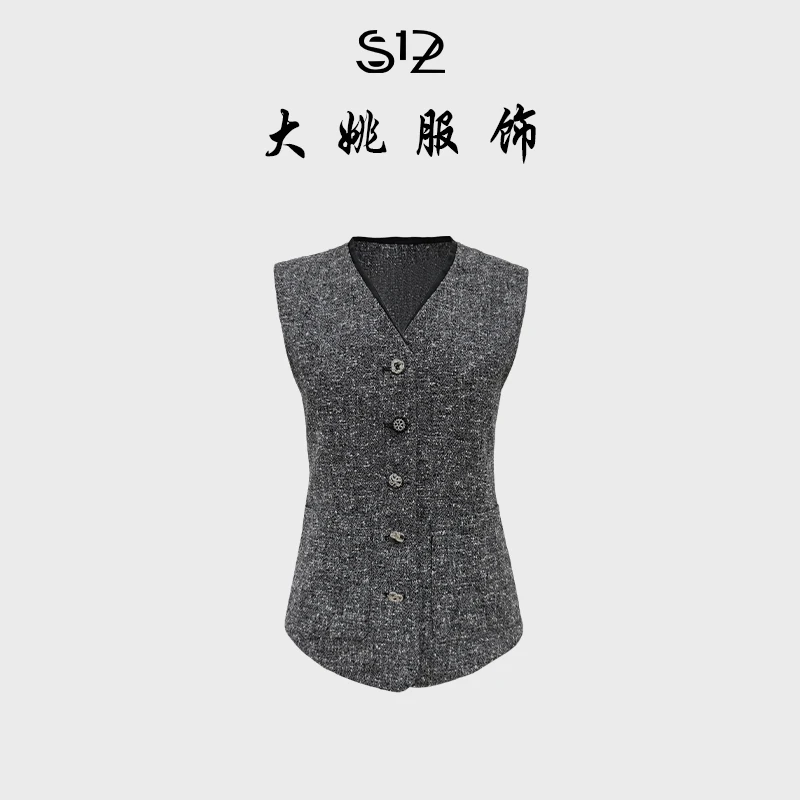 「DAYAO」25s粗花呢装马夹复古格纹针织时尚无袖WYA258283