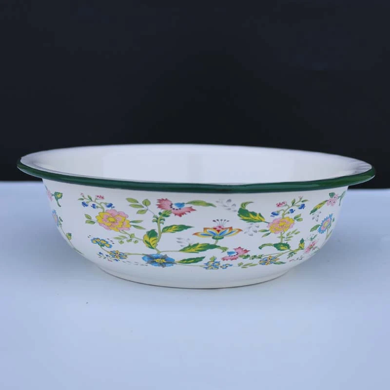 28CM特厚珐琅搪瓷盆和面发面揉面盆家用洗脸洗菜盆饺子馅料搅拌盆