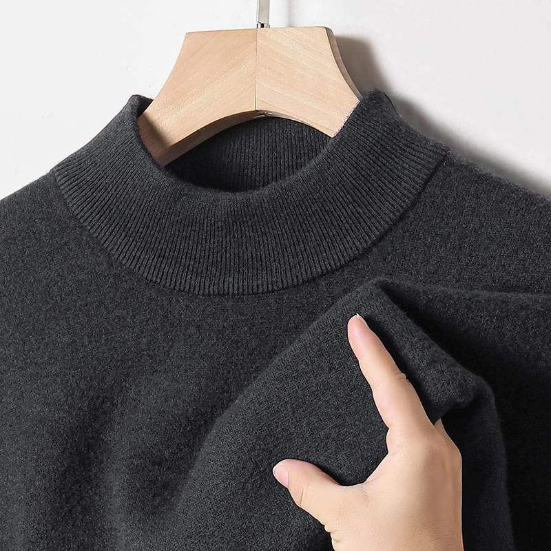 男士纯色针织毛衣打底衫套头简约保暖秋季新款半高领时尚修身型