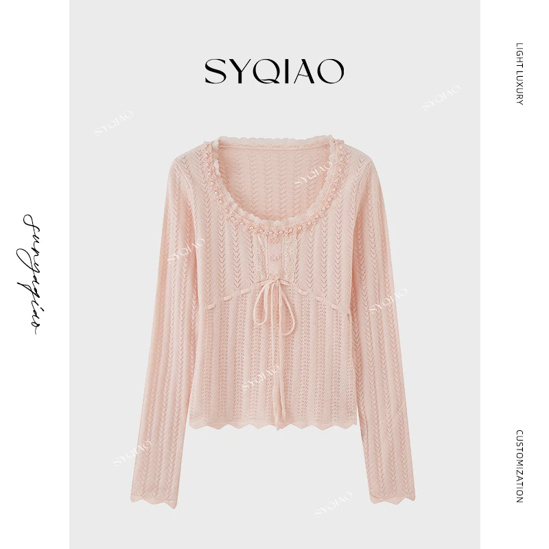 【雅乔定制】轻甜奶兔 蕾丝钉珠绵羊毛针织打底毛衣女DYCC-25078294