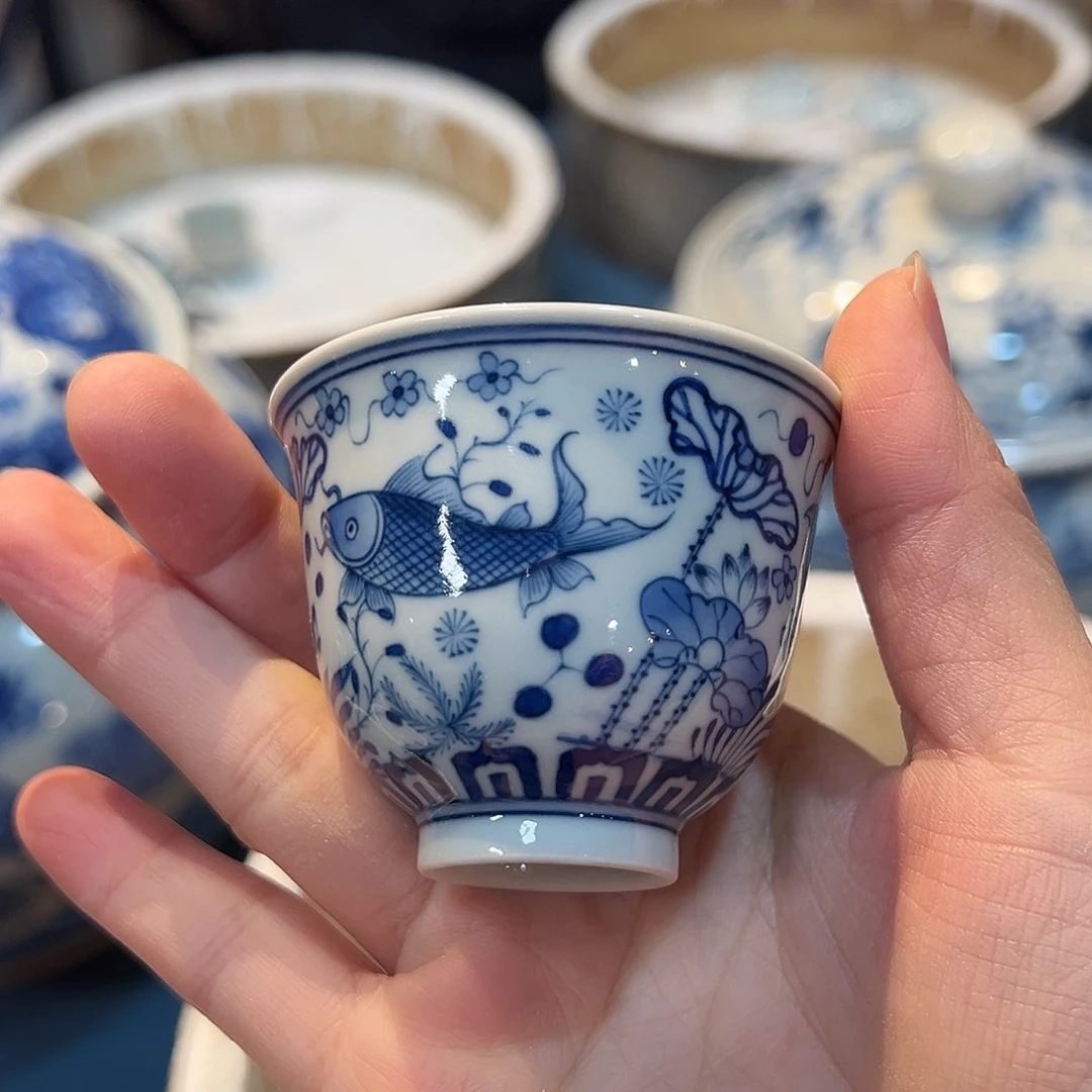 钟家窑柴窑鱼藻杯杯杯杯