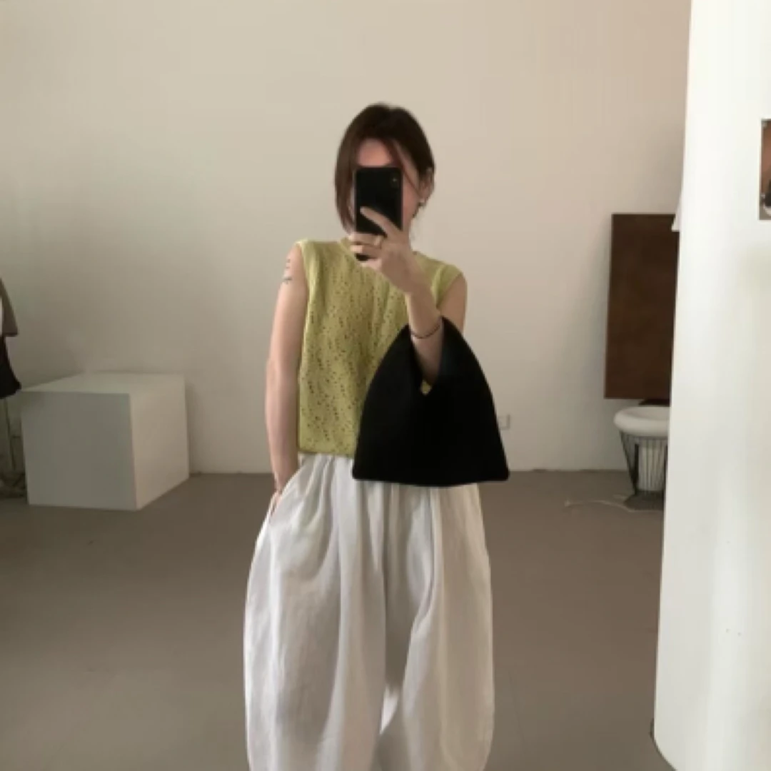 H链接法式褶皱肌理感无袖夏季薄款前后两穿设计感外穿女背心