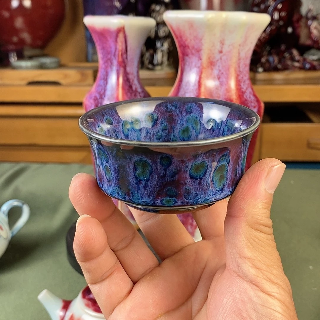 压手杯，凤尾釉，全手