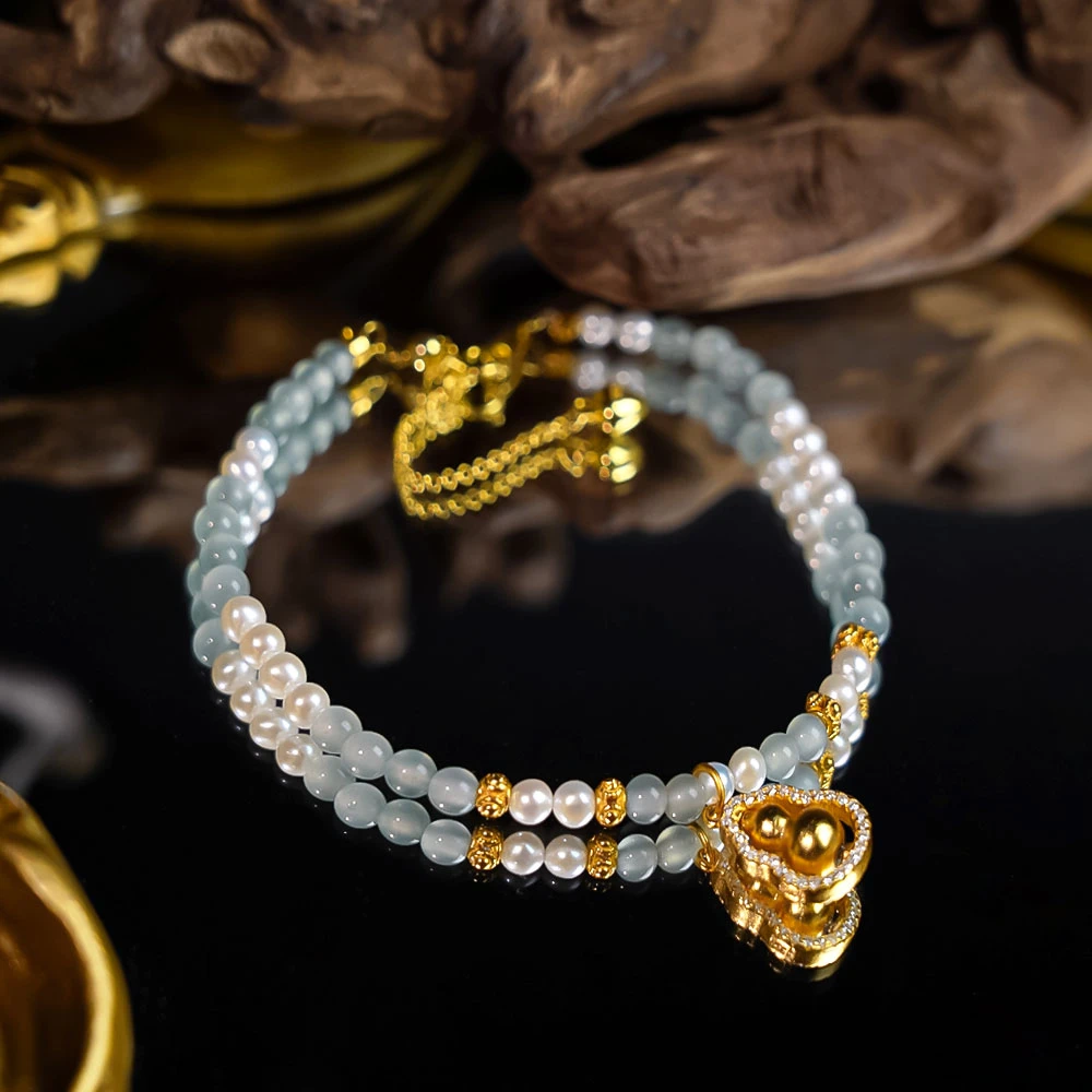 【福珠满光】银翡翠手链手工气质