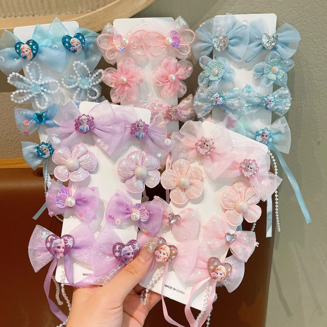 冰雪奇缘蝴蝶结流苏发卡艾莎公主发饰儿童甜美可爱小女孩发夹头饰