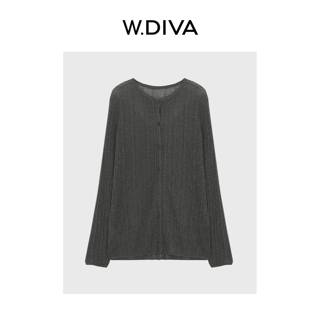 W.Diva【织域】亚麻品质出行显瘦肌理感简约长袖针织开衫52Z092090