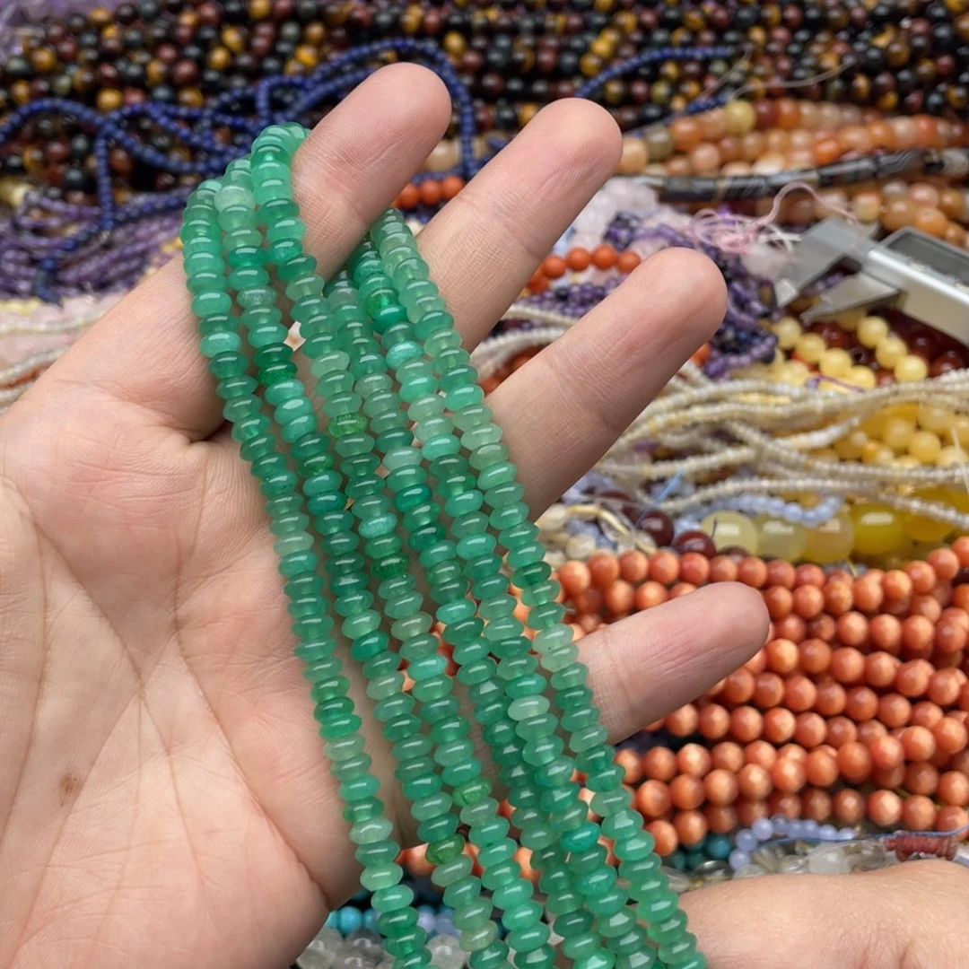 玛瑙/玉髓珠宝半成品未镶嵌一条装6mm蓝绿色玉髓飞碟珠