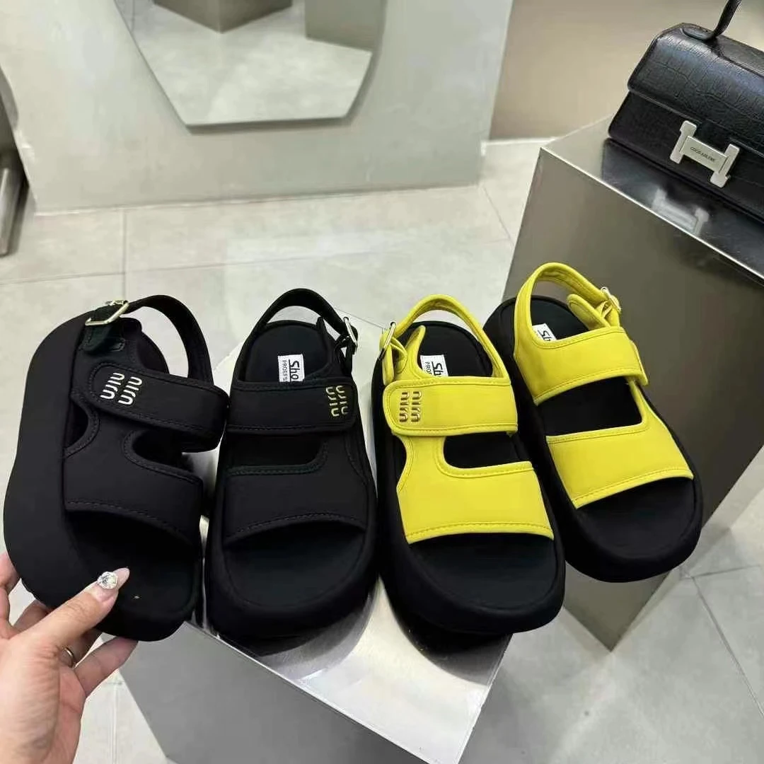 魔术贴厚底露趾凉鞋女2025夏季新款百搭外穿休闲罗马鞋潮20653