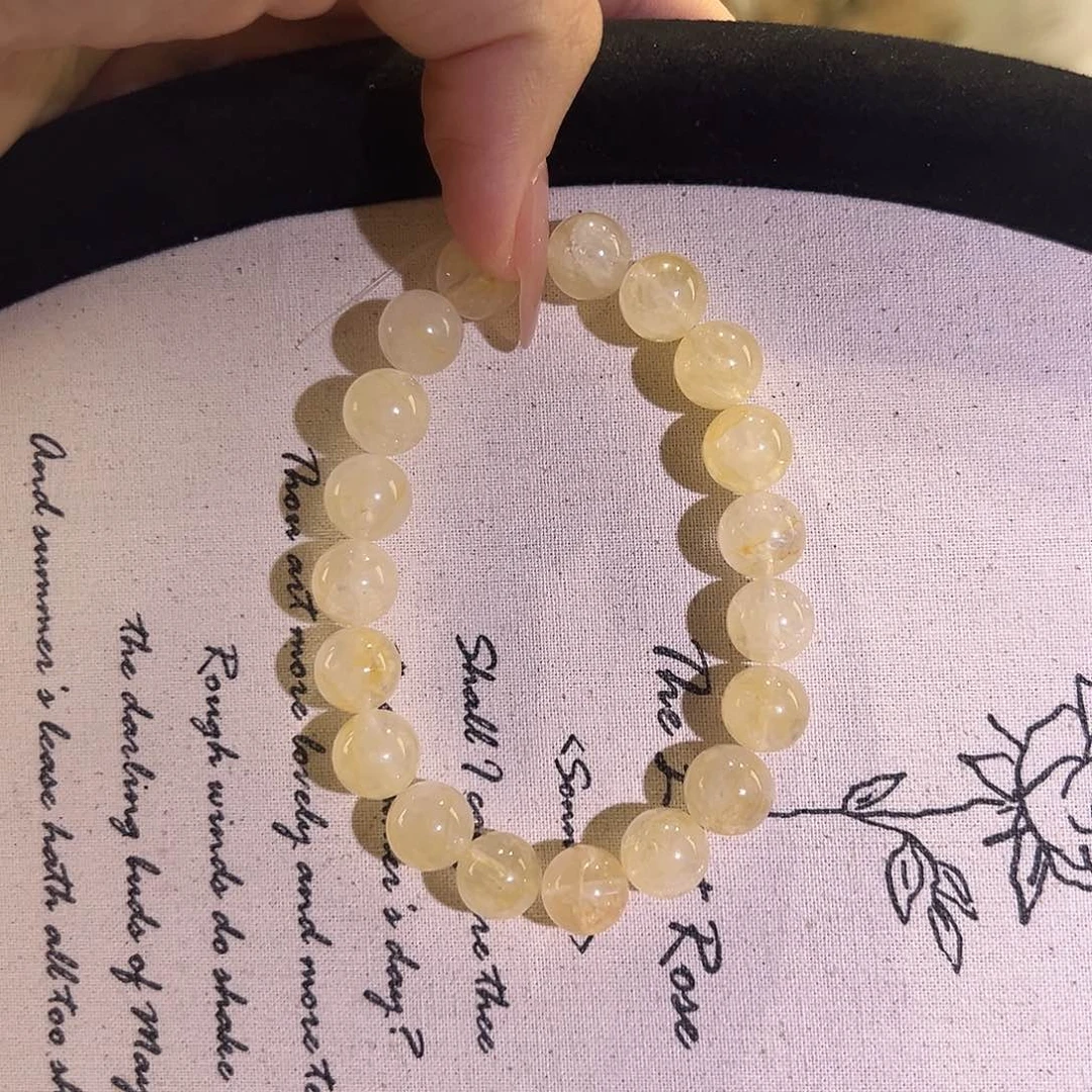 水晶手串未镶嵌黄娇花10+