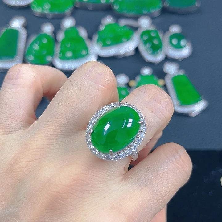 翡翠银S925镶嵌吊坠(不含链)