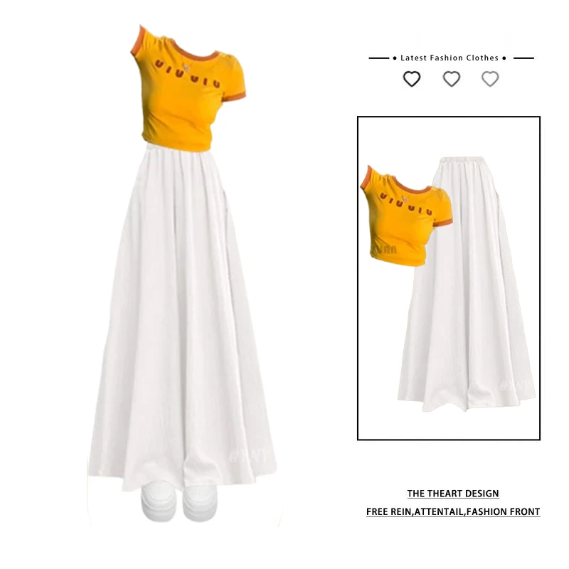 夏季穿搭一整套女2025新款甜美减龄短袖上衣配气质休闲裤裙两件套