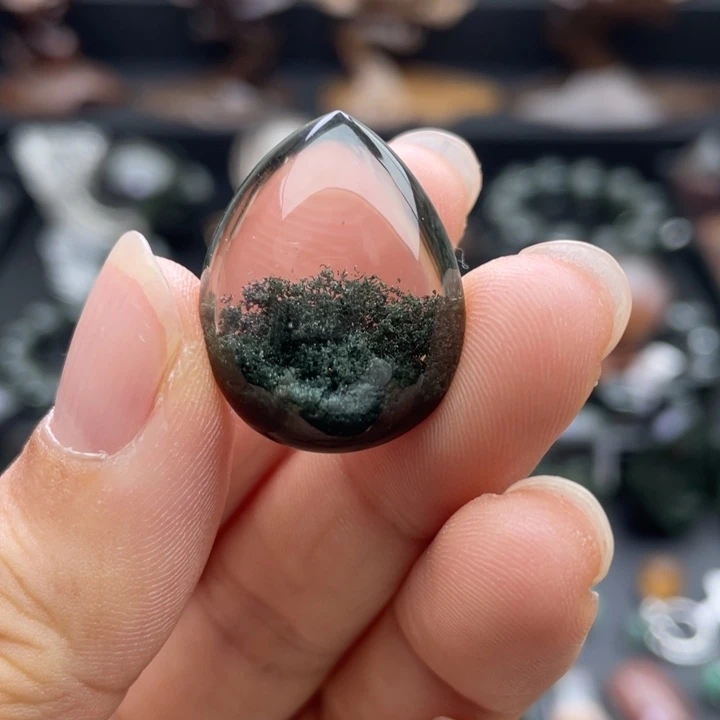 颈饰未镶嵌水晶绿幽灵聚宝盆水滴吊坠