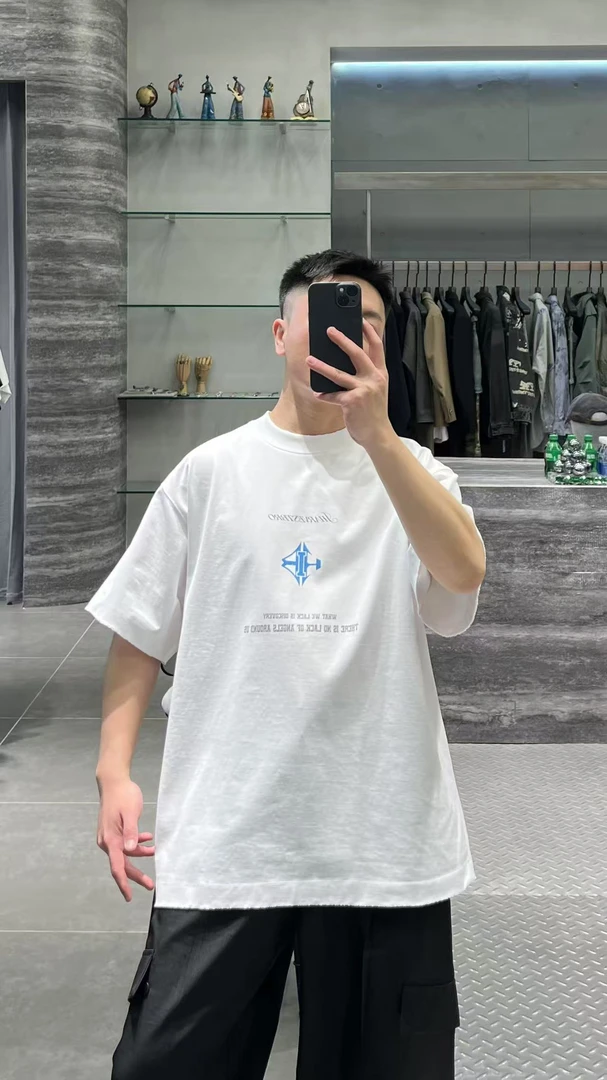 T恤夏季字母印花简约美式休闲白色男士中袖t恤男潮流上衣百搭