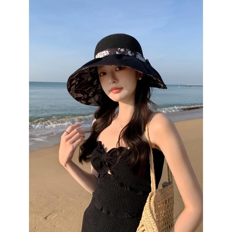 渔夫帽女遮阳帽帽子镂空百搭防晒帽时尚夏季夏天大帽檐沙滩帽