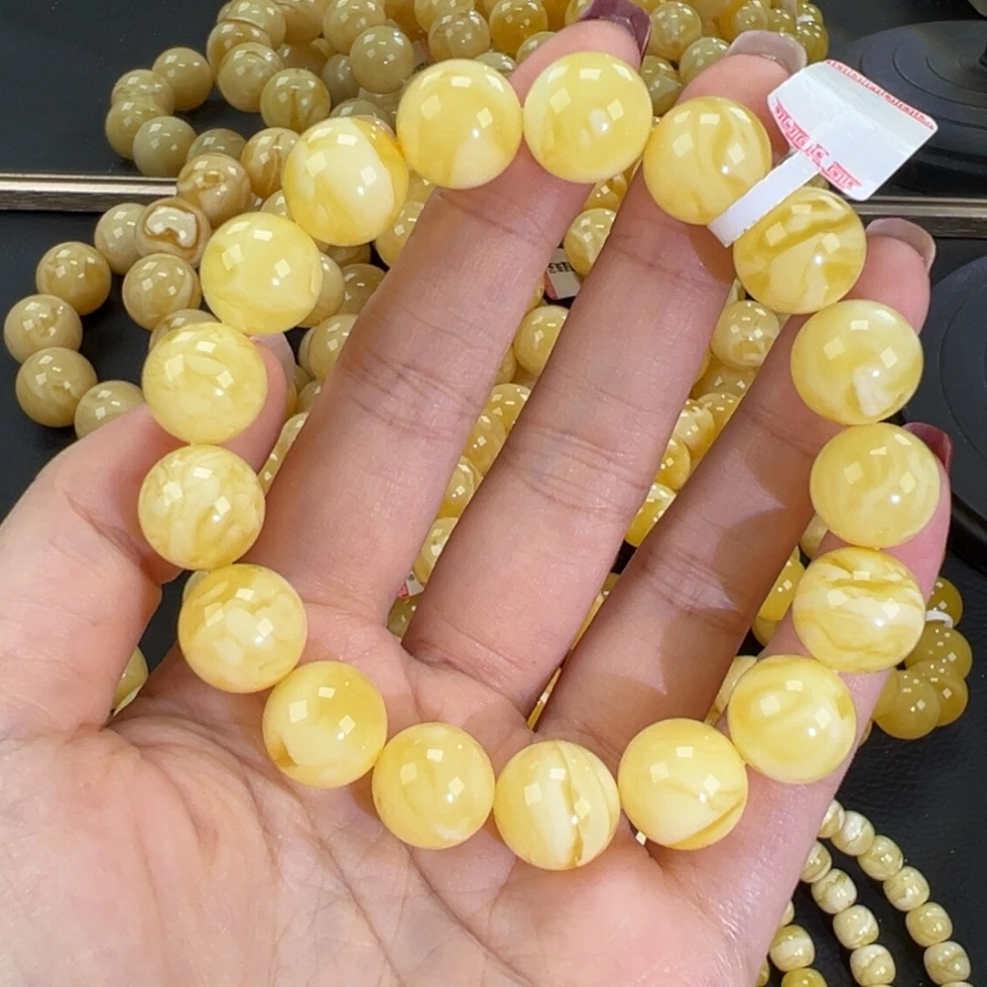 琥珀未镶嵌手链22.8白蜡妖花