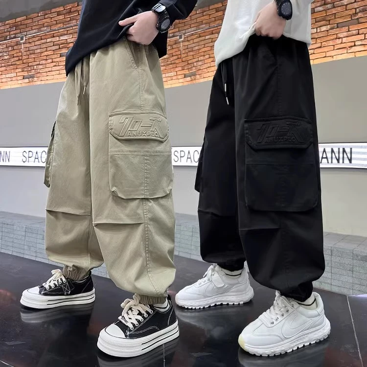 【弹力】儿童工装裤2025春秋新款凹凸印花中大童宽松韩版秋款休闲裤