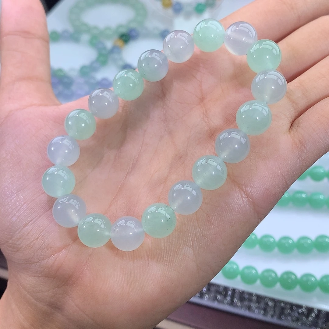 未镶嵌手链翡翠冰种双彩手串