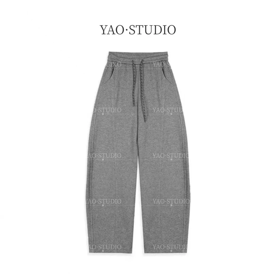 [主播同款弯刀裤]~2024秋冬抽绳加绒弯刀裤宽松垂感洋气百搭女裤