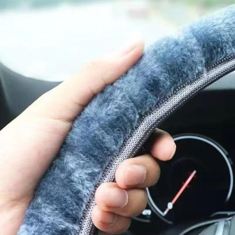 (拍一发二)秋冬季短毛绒伸缩方向盘套仿羊汽车把套毛毛绒防滑方向