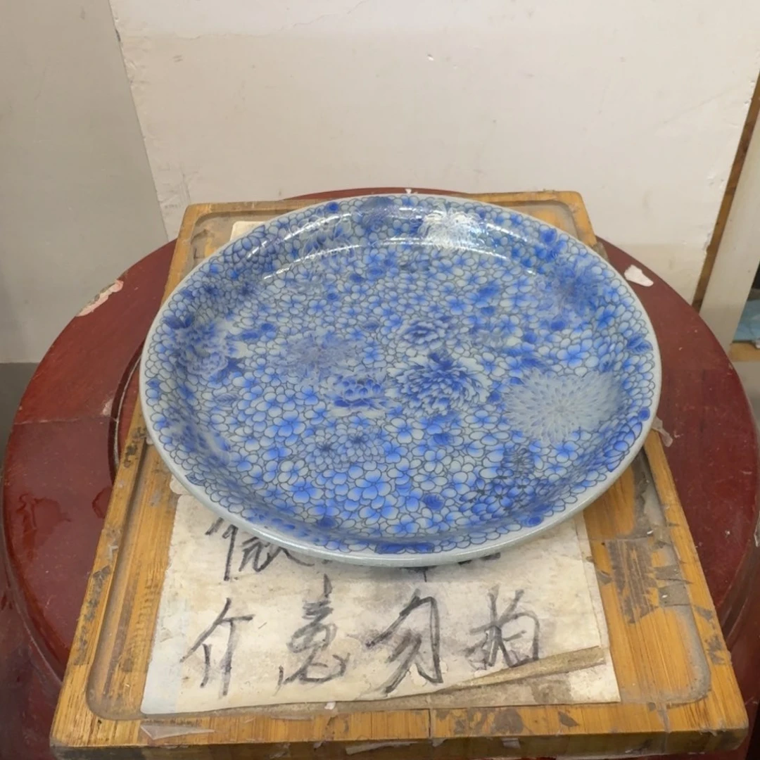 瑕疵介意勿拍陶瓷器皿D070万花