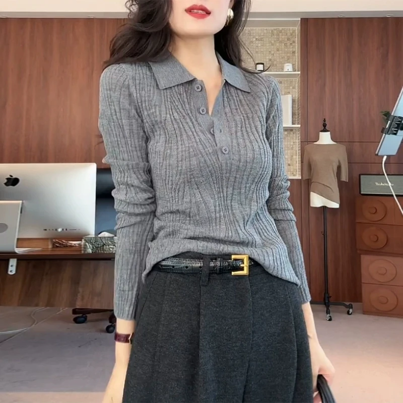 La Chapelle/拉夏贝尔精致时尚长袖女装胖MM百搭上衣打底毛针织衫