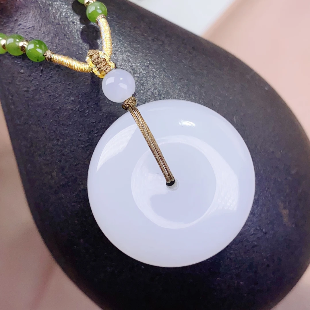 天然和田玉精品白玉羊脂白级平安扣约30*13mm吊坠挂件百搭女@4071