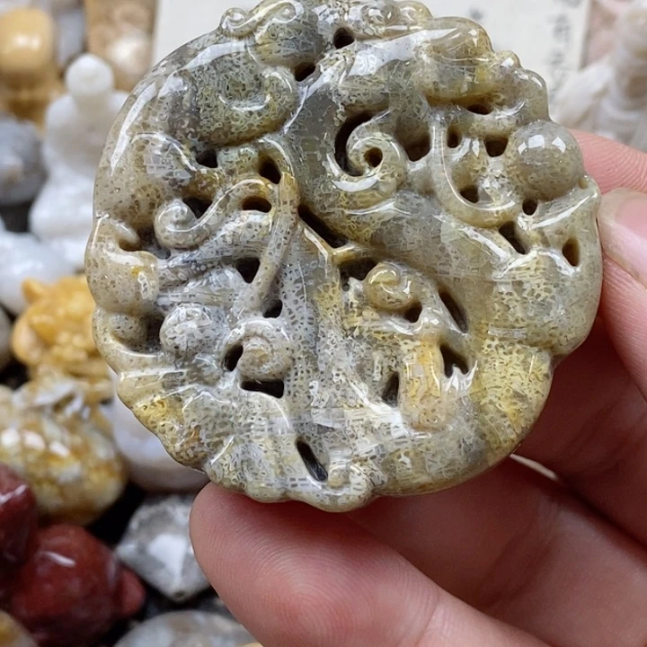 颈饰未镶嵌硅化珊瑚（珊瑚玉）