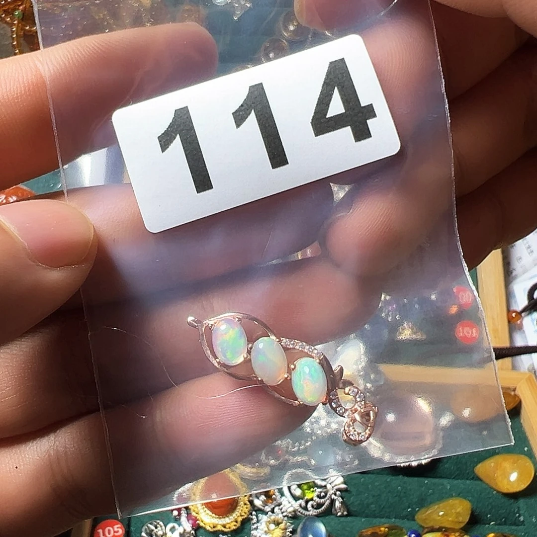 欧泊颈饰银S925镶嵌鱼*