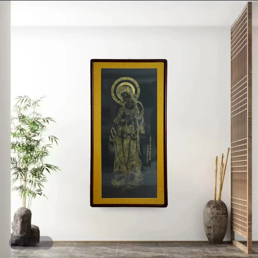 敦煌唐人观音拓片手工中式竖版客厅书房茶室禅意观音菩萨