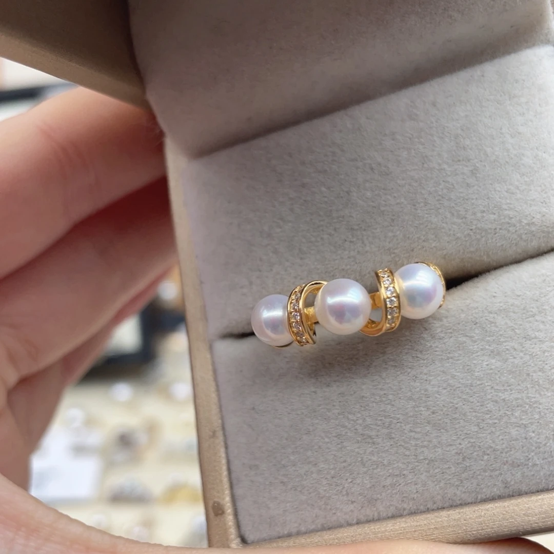 戒指淡水珍珠银S925镶嵌F18