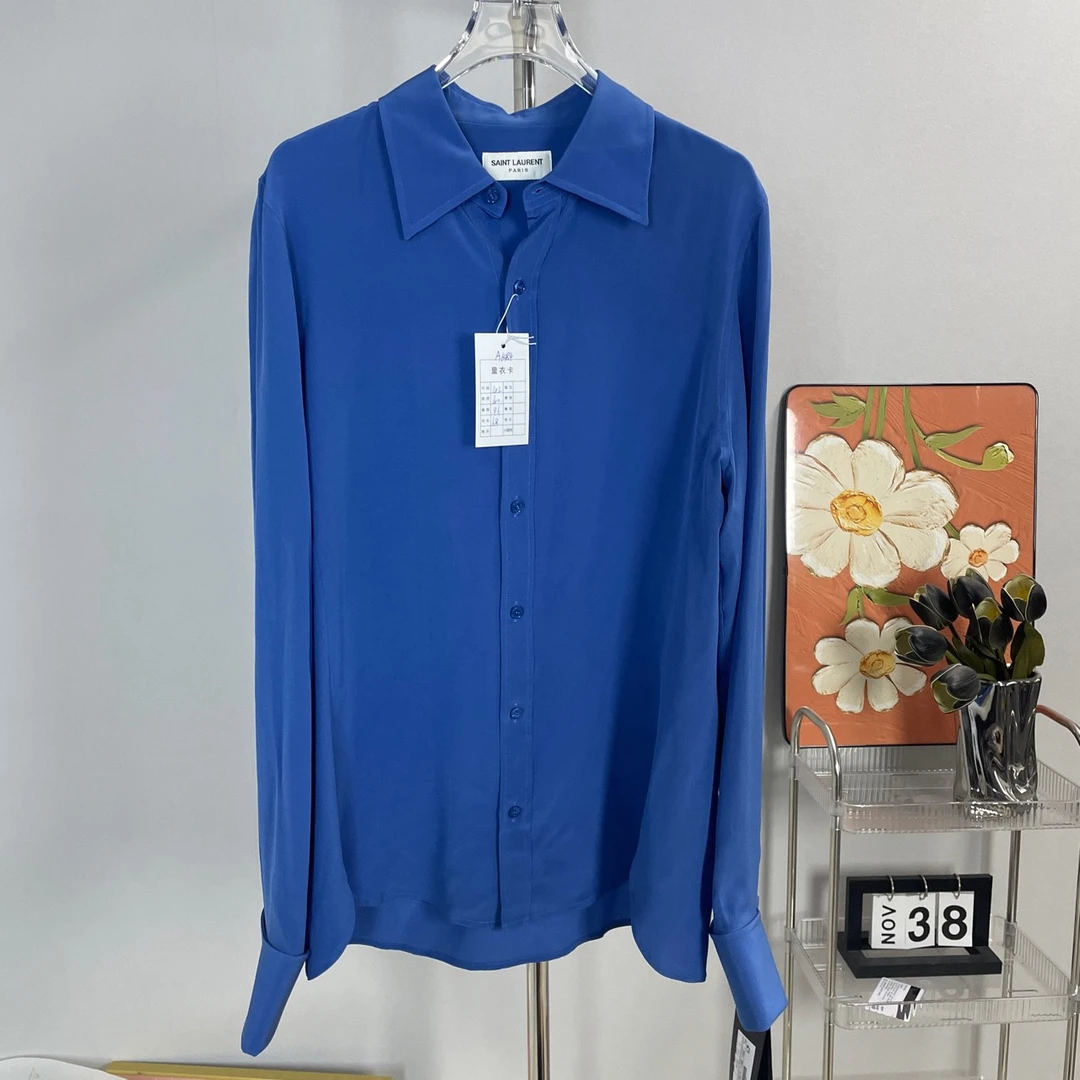 99新 YSL/圣罗兰 YSL 蓝色 衬衫 全新 42码 A6484