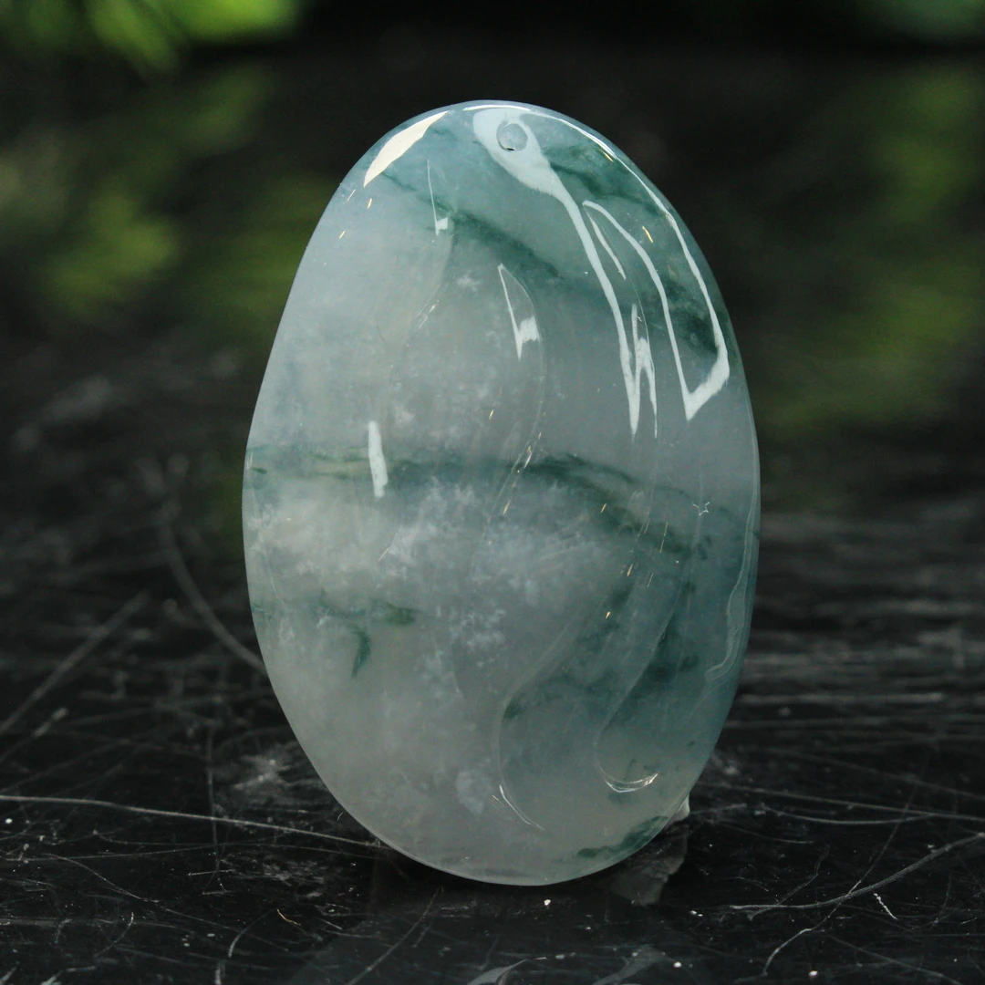 46ZB天然缅甸A货翡翠飘花观音吊坠/401967嘉禾珍宝