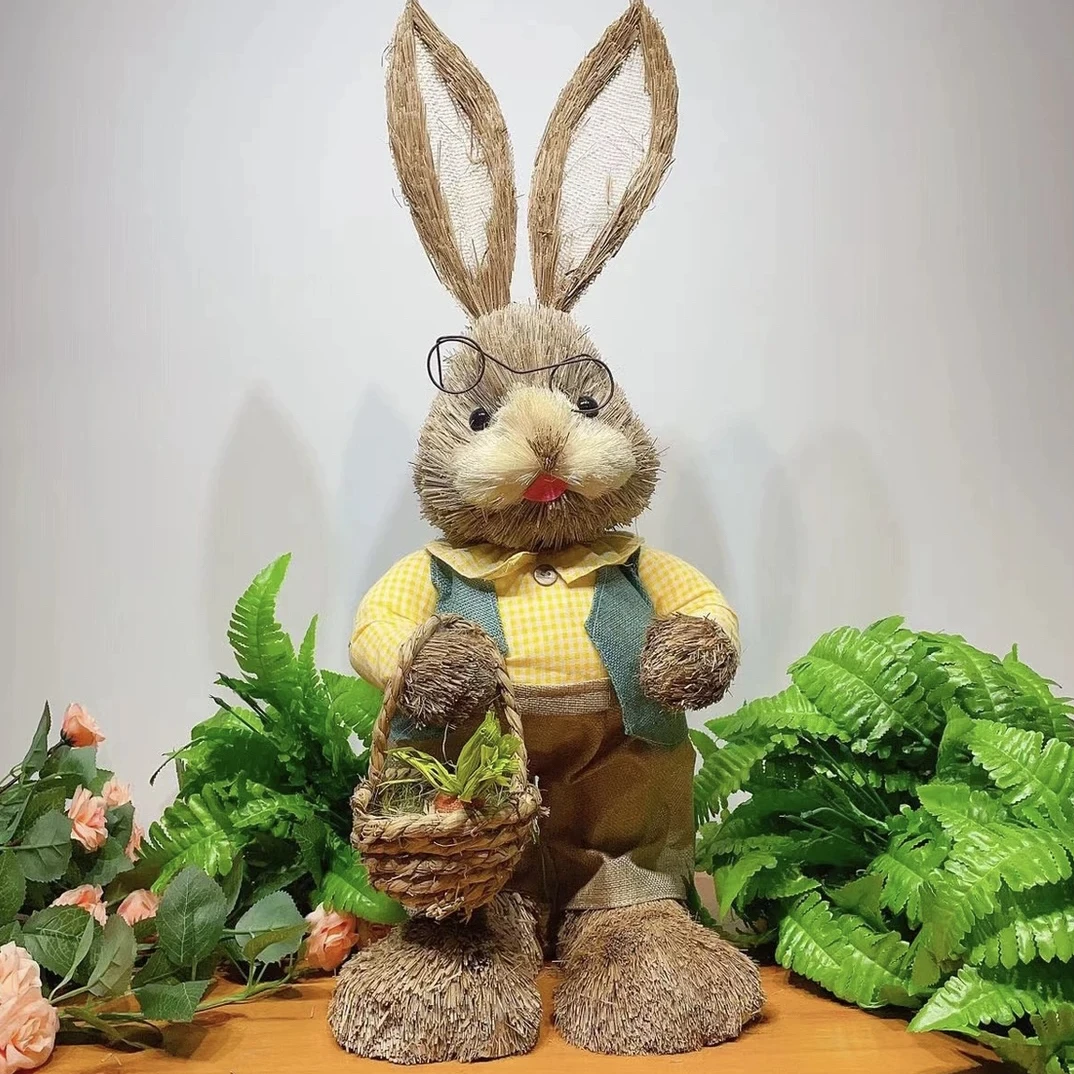 TZ01手工草编兔子装饰氛围感礼品卧室纯手工简约网红