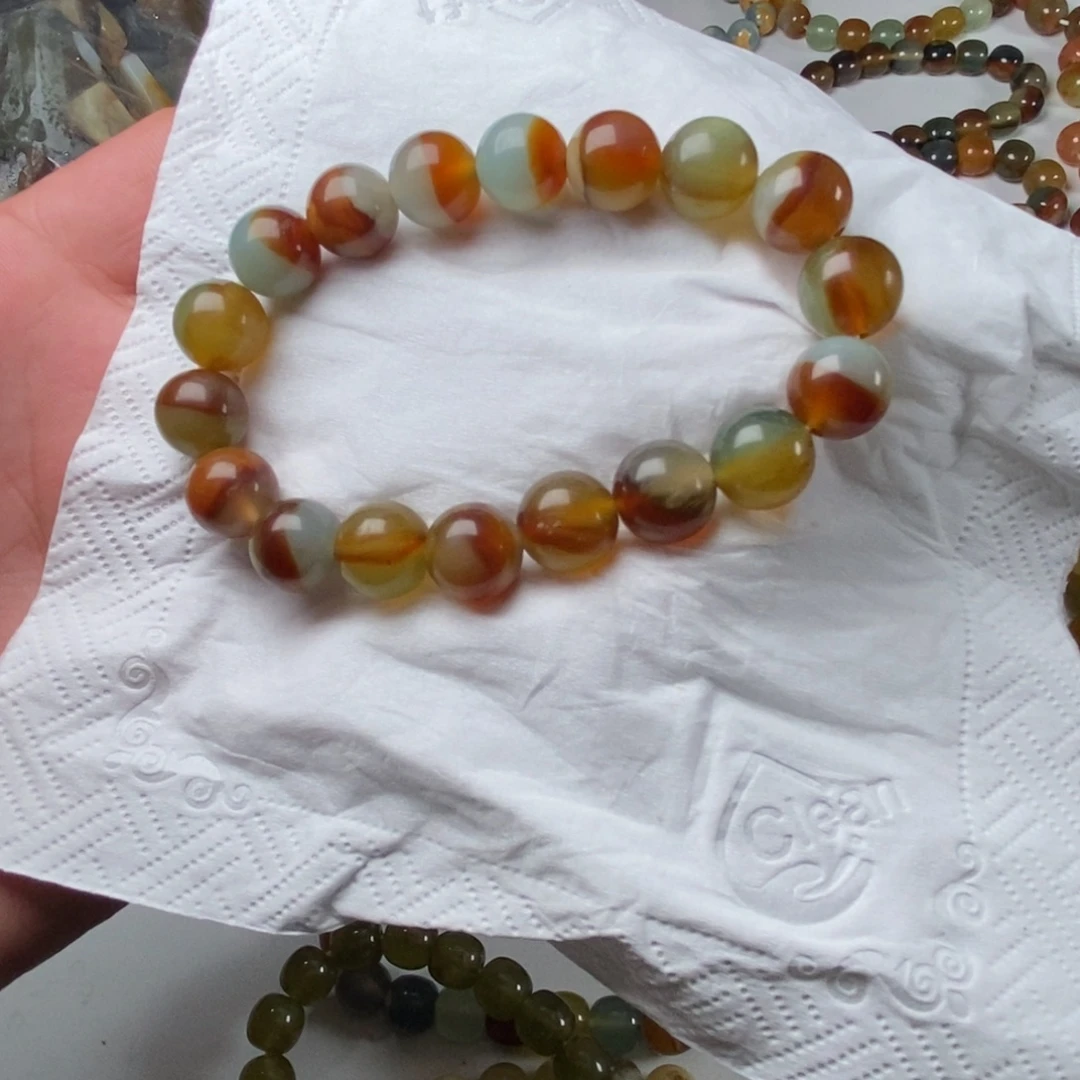 蛇纹石玉未镶嵌手链花玉卡12小精品