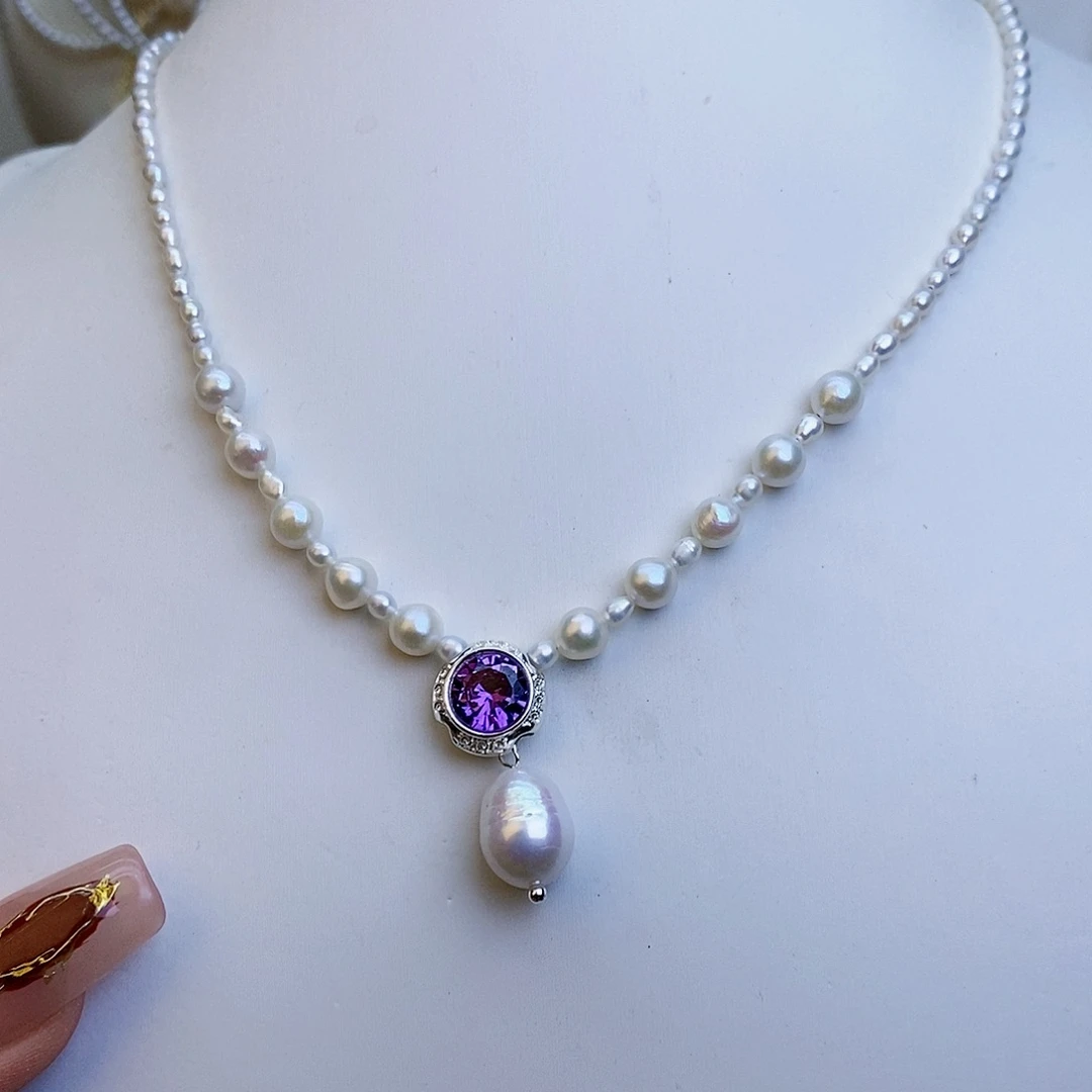 淡水珍珠颈饰银S925镶嵌