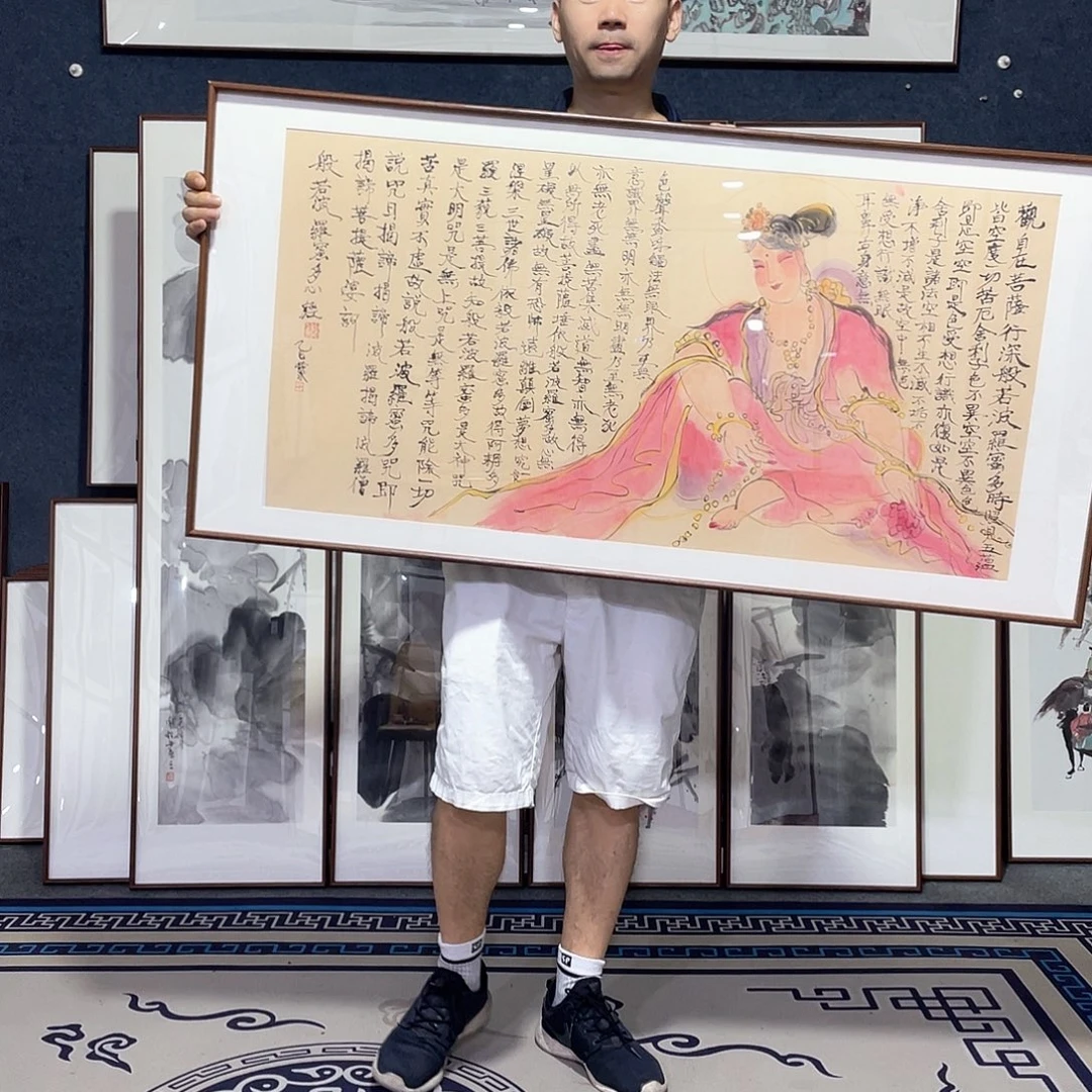 国画手绘画作品带框60/120