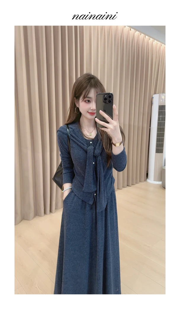 奈奈妮【摩登画廊】甜美时尚套装女2025秋季新款三件套法式气质3580