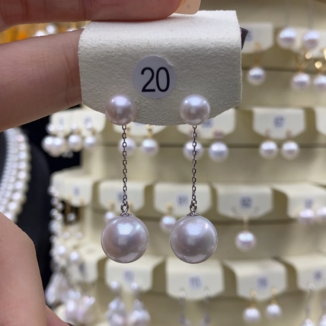 耳饰银S925镶嵌淡水珍珠